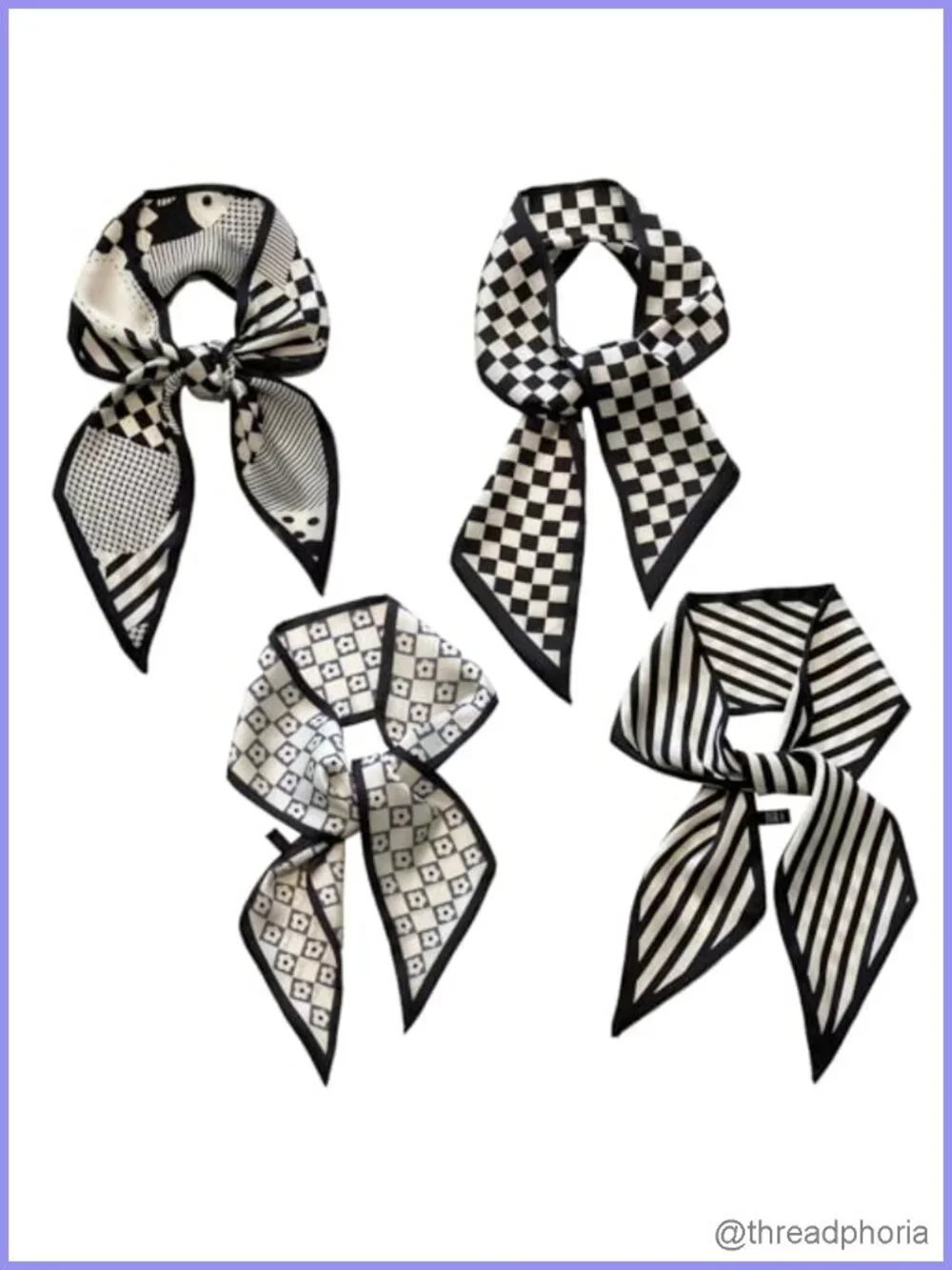 Set of 4 Multifunctional Satin Bag Scarves for Handbags, Fashion Scarf, Gift